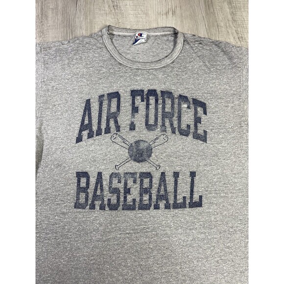 Champion Mens 2XL Air Force Falcons Baseball Shirt Graphic Gray Short Sleeve U - Picture 4 of 9